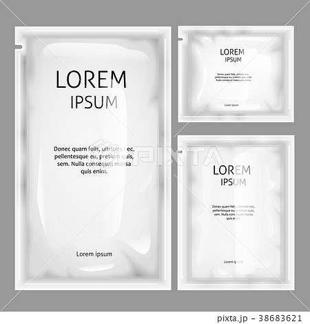 Vector White Blank Sachet Foil Bag Package Mockupのイラスト素材