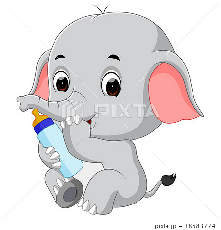 baby elephant with milk bottle baby elephant with milk bottle 38683774