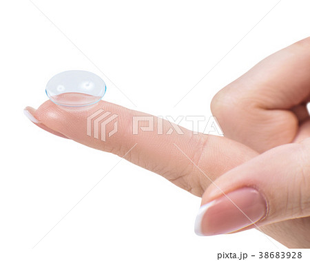 Contact Lens on a finger Isolated on white Contact Lens on a finger Isolated on white 38683928