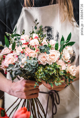 Wedding bouquet of white pink roses Wedding bouquet of white pink roses 38684716