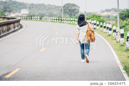 Traveler with backpack holding map and get lost 38685475