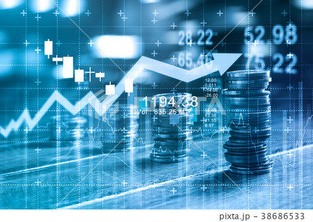 Finance 'n business concept. Coins rows with chart 38686533