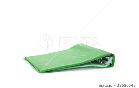 Old green ring binder isolated 38686545