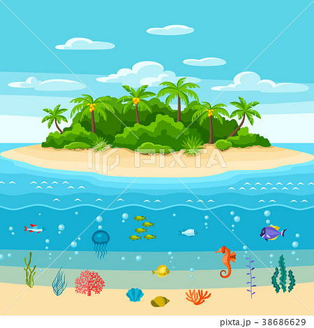Illustration of tropical island in ocean 38686629