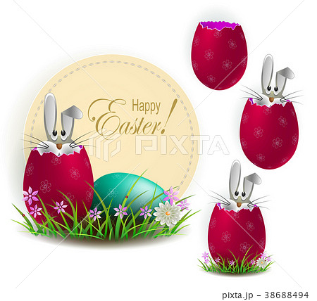 Element of design. Rabbit with Easter eggs. Element of design. Rabbit with Easter eggs. 38688494