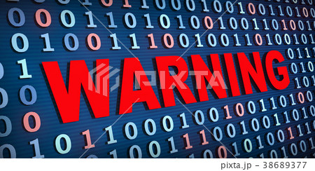 Red warning sign and binary code 38689377