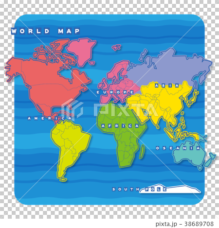 セカイ地図 地域色分け 英語 のイラスト素材