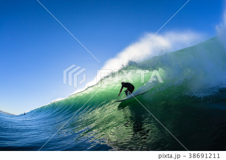 Surfing Surfer Tube Ride Water Photo 38691211