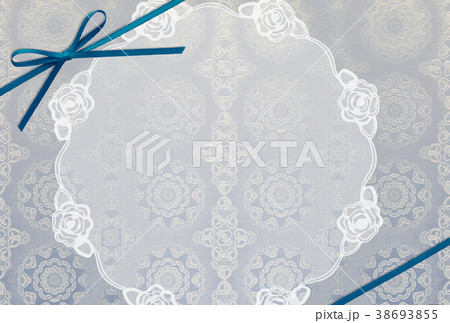 薔薇のドイリーレースカード グレー ハガキサイズ	 38693855