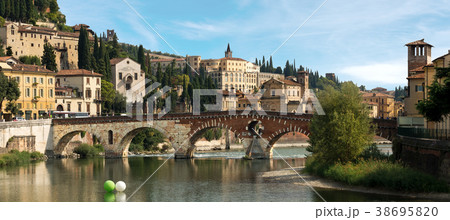 Ponte Pietra and Adige River - Verona Italy Ponte Pietra and Adige River - Verona Italy 38695820