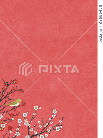 和紙の風合い　梅花　鶯（ウグイス） 38696458