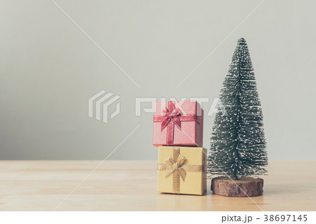 Christmas tree and gift box red Christmas tree and gift box red 38697145