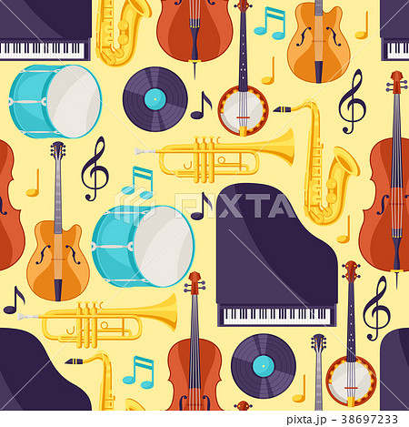 Jazz music seamless pattern with musical 38697233