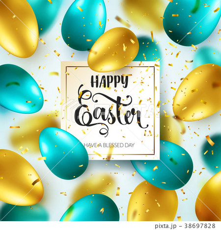 Easter golden, green egg with calligraphic 38697828