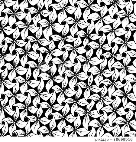 Seamless pattern of flowers as drawn in ink. 38699016