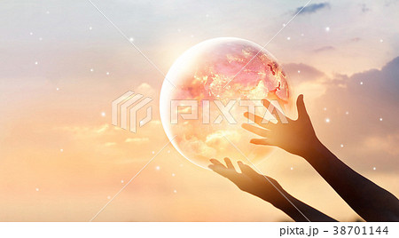 Earth on human hands, save world energy concept Earth on human hands, save world energy concept 38701144
