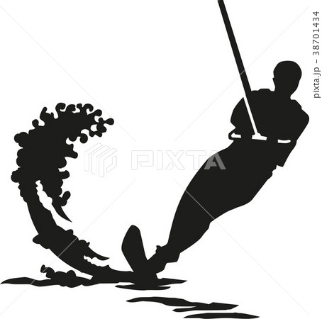 Water ski silhouette with wave 38701434