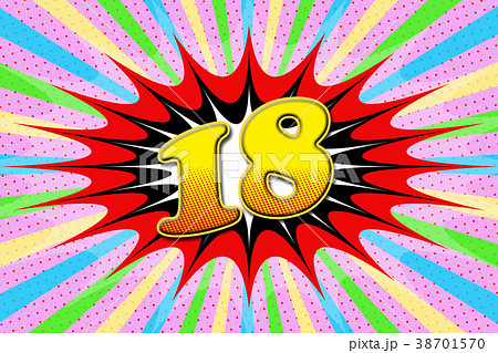 Inscription "18" in cartoon style 38701570