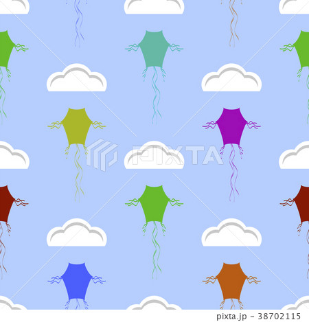 Colored Kites Flying in Blue Sky Colored Kites Flying in Blue Sky 38702115