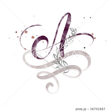 Hand drawn calligraphy letter A. watercolor Script 38702887
