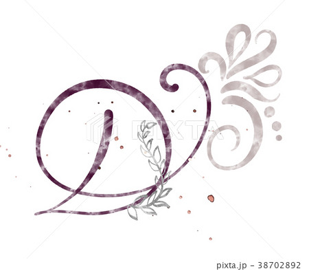 Hand drawn calligraphy letter D. watercolor Script 38702892