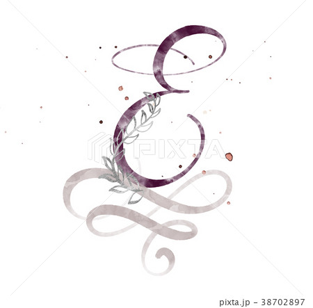 Hand drawn calligraphy letter E. watercolor Script 38702897