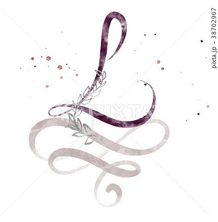 Hand drawn calligraphy letter L. watercolor Script 38702907