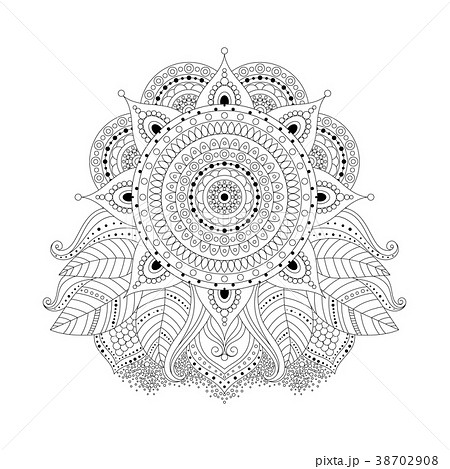Floral ornament black and white 38702908