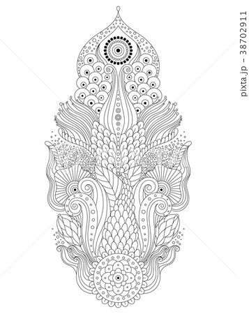 Asian floral mehendi pattern 38702911