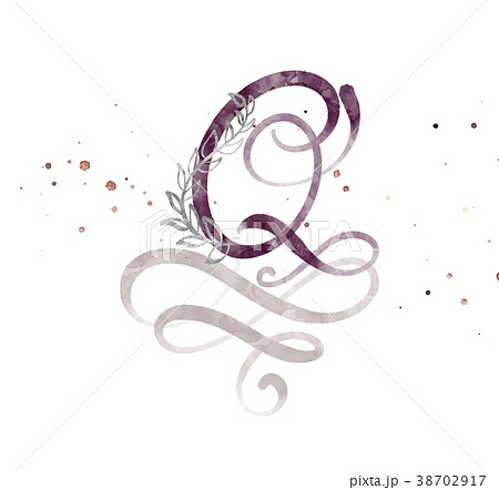 Hand drawn calligraphy letter Q. watercolor Script Hand drawn calligraphy letter Q. watercolor Script 38702917