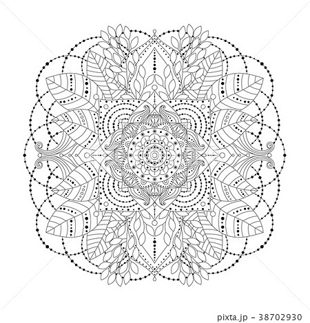 Black and white floral mandala vector 38702930