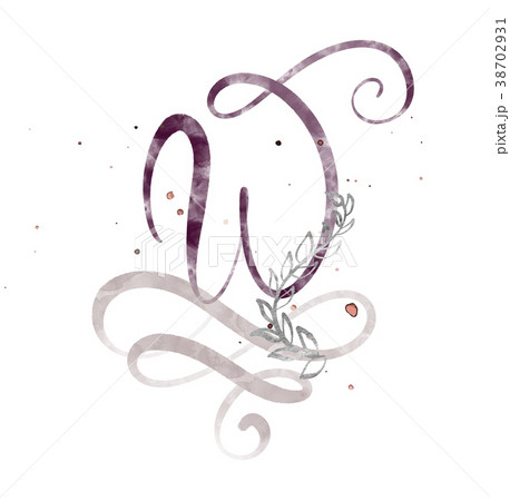 Hand drawn calligraphy letter W. watercolor Script 38702931