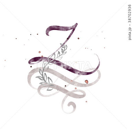 Hand drawn calligraphy letter Z. watercolor Script 38702936