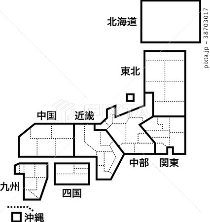 日本地図 地方と県境の簡略図 草花や暮らしの手描きイラストやデザイン素材 ほっこりデザイン