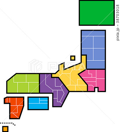 日本地図 地方と県境の簡略図 自然や暮らしのイラスト デザイン素材 ほっこりデザイン