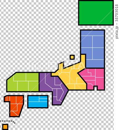 日本地図 地方と県境の簡略図のイラスト素材