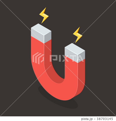 Magnet with Magnetic Power. Isometric Vector 38703145
