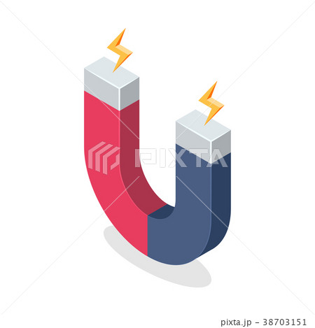 Magnet with Magnetic Power Isolated on White 38703151