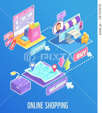 Internet Shopping Isometric Composition Internet Shopping Isometric Composition 38703650