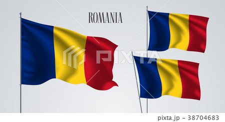 Romania waving flag set of vector illustration Romania waving flag set of vector illustration 38704683