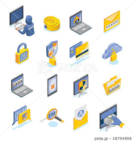 Cyber Security Isometric Icons Set 38704908