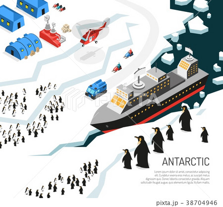 Antarctica Icebreaker Penguins Settlement Poster  38704946