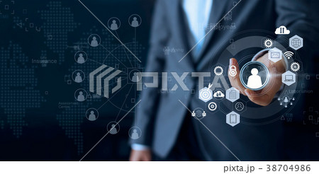 Business leader selecting team on virtual digital Business leader selecting team on virtual digital 38704986