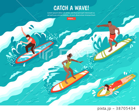 Catch Wave Surfing Conceptのイラスト素材