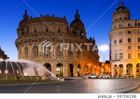 Evening view of Piazza de Ferrari, Genoa Evening view of Piazza de Ferrari, Genoa 38708196