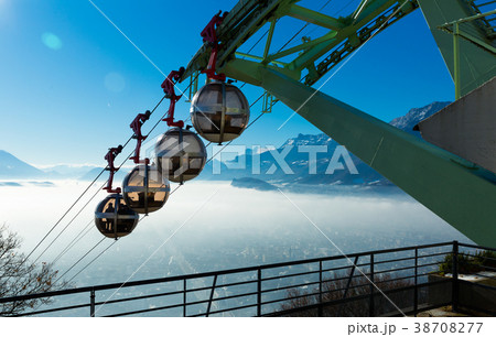 Cable car of Grenoble in sky of city in France Cable car of Grenoble in sky of city in France 38708277
