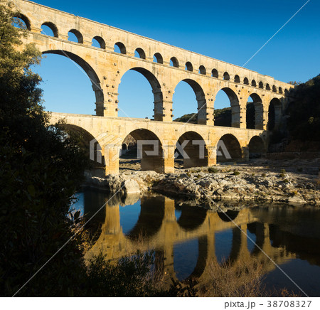 The Pont-du-Gard is famous bridge of France The Pont-du-Gard is famous bridge of France 38708327