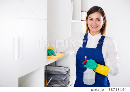 Female cleaner at work 38713144