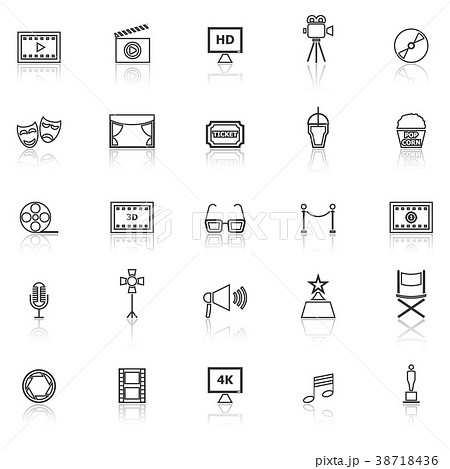 Movie line icons with reflect on white background 38718436