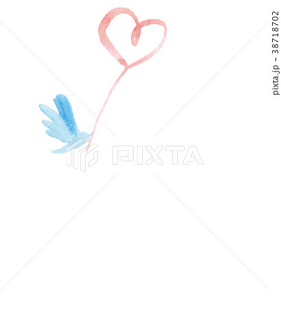 青い鳥とハート 水彩 手書きのイラスト素材 38718702 Pixta